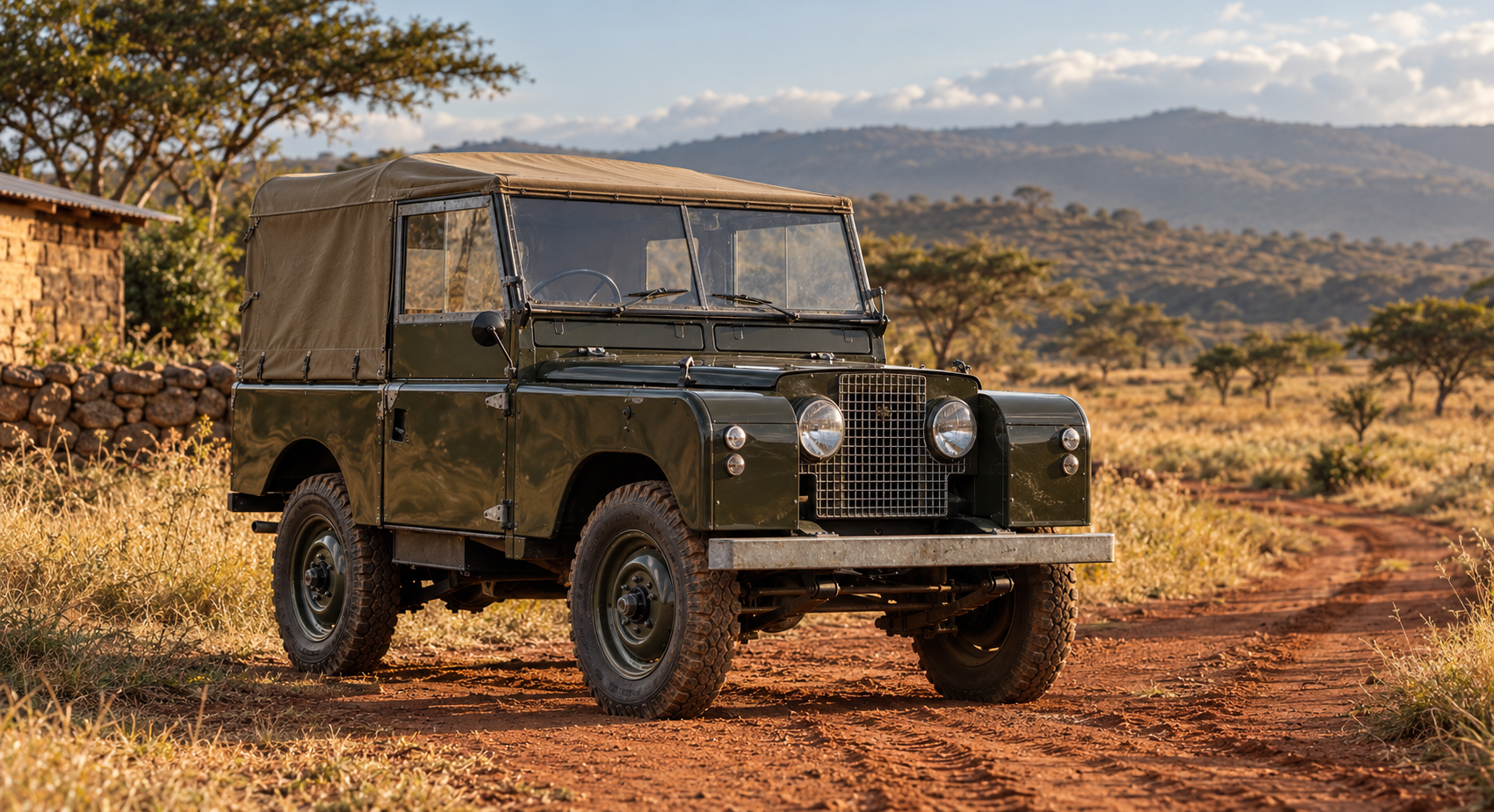 Restored early-1950s Series I on a red-earth track